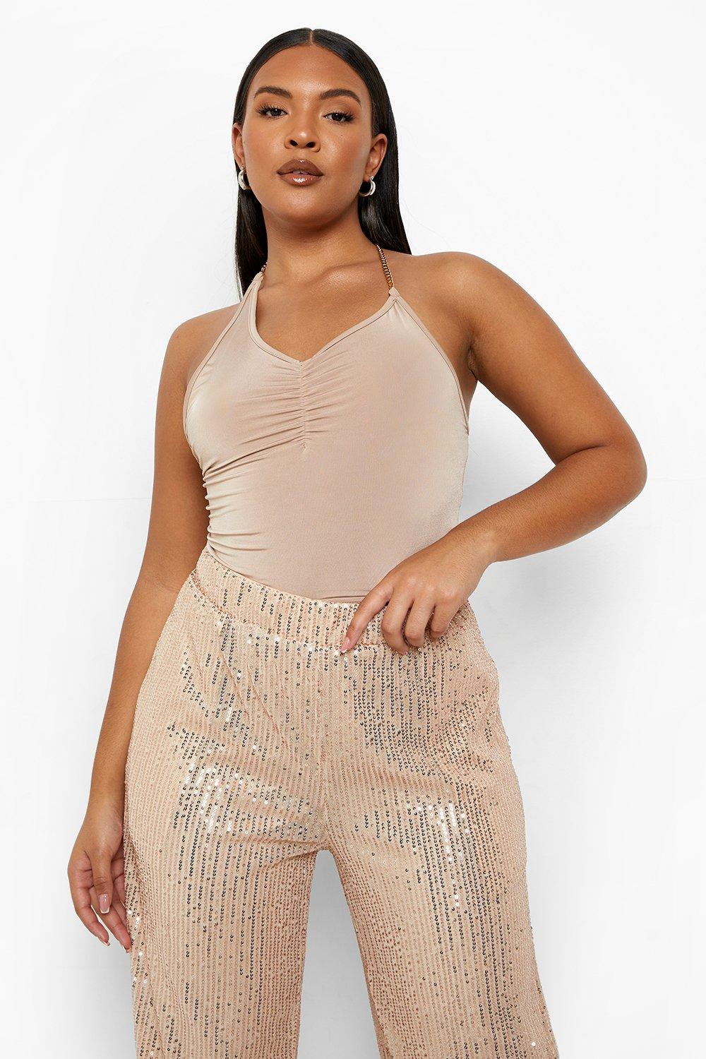 Plus size 2025 gold pants